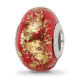 Sterling Silver Reflections Red w/Gold Foil Ceramic Bead